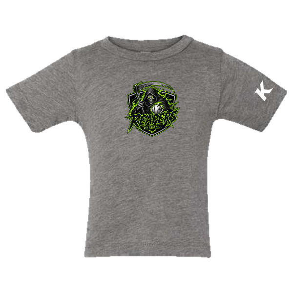 Baseball Coach Pitch–Minor Infant Triblend Short-Sleeve Tee – Gray Triblend – front mockup