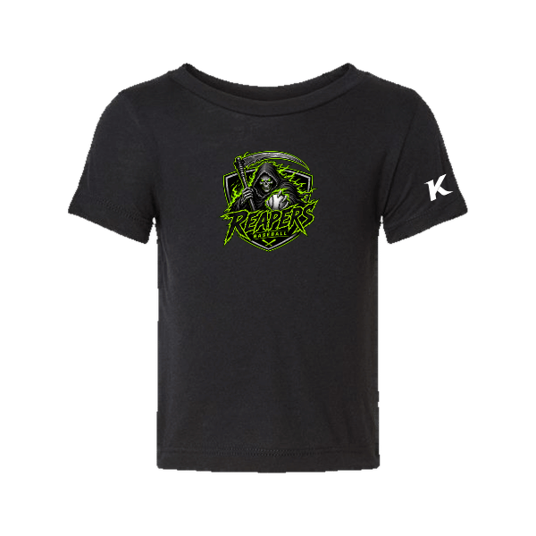 Baseball Coach Pitch–Minor Infant Triblend Short-Sleeve Tee – Solid Black Triblend – front mockup