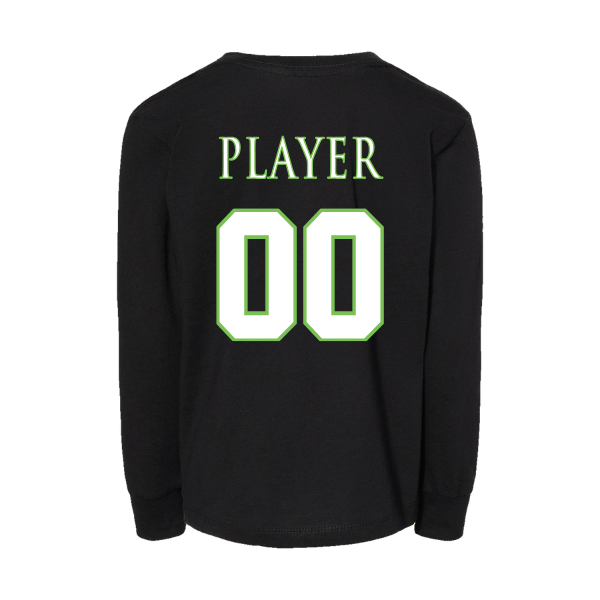 Baseball Coach Pitch–Minor Toddler Jersey Long-Sleeve Tee – Black – back mockup