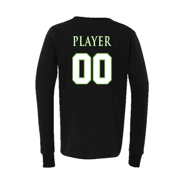 Baseball Coach Pitch–Minor Youth Jersey Long-Sleeve Tee – Black – back mockup
