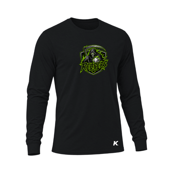 Baseball Coach Pitch–Minor Unisex Triblend Long-Sleeve Tee – Solid Black Triblend – front mockup
