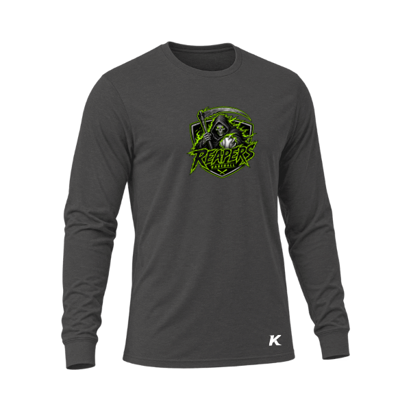Baseball Coach Pitch–Minor Unisex Triblend Long-Sleeve Tee – Solid Dark Gray Triblend – front mockup