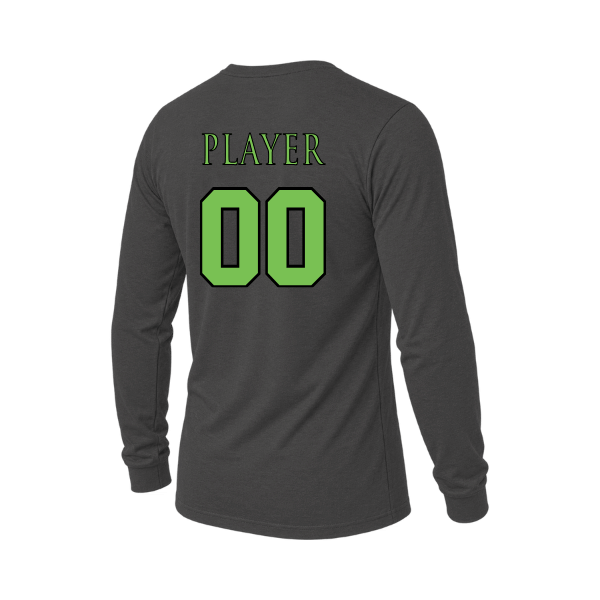 Baseball Coach Pitch–Minor Unisex Triblend Long-Sleeve Tee – Solid Dark Gray Triblend – back mockup
