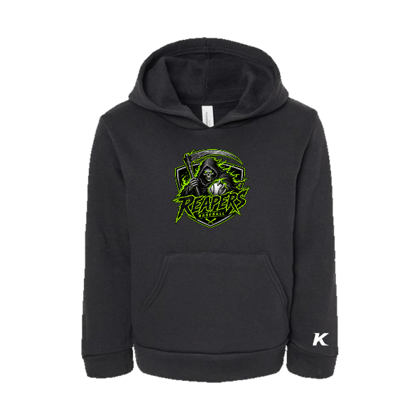 Baseball Coach Pitch–Minor Toddler Sponge Fleece Pullover Hoodie – Black – front mockup