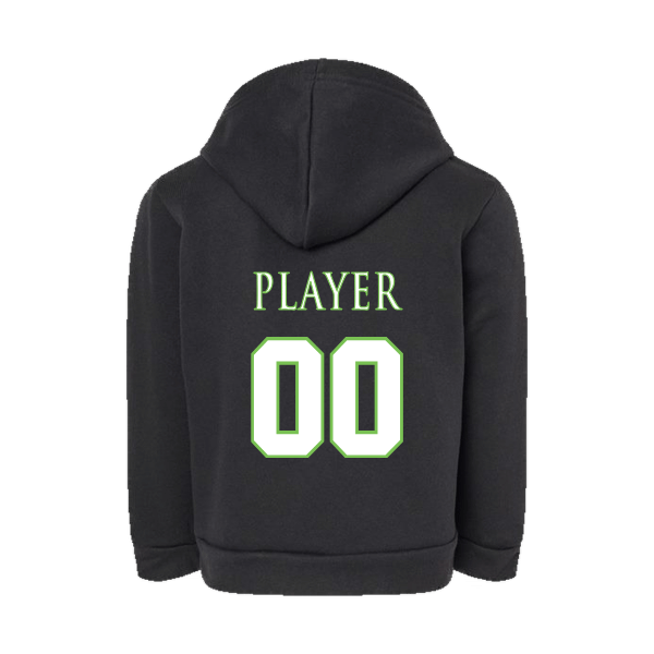 Baseball Coach Pitch–Minor Toddler Sponge Fleece Pullover Hoodie – Black – back mockup