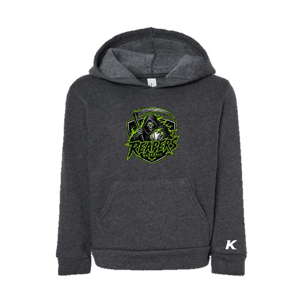Baseball Coach Pitch–Minor Toddler Sponge Fleece Pullover Hoodie – Dark Gray Heather – front mockup