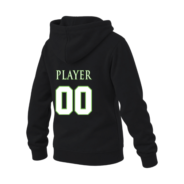 Baseball Coach Pitch–Minor Youth Sponge Fleece Pullover Hoodie – Black – back mockup