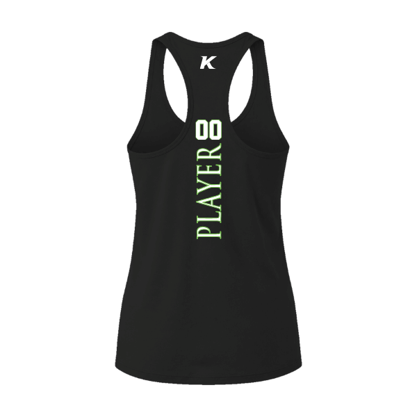 Baseball Coach Pitch–Minor Women's Jersey Racerback Tank – Black – back mockup