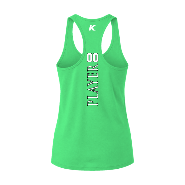 Baseball Coach Pitch–Minor Women's Jersey Racerback Tank – Synthetic Green – back mockup