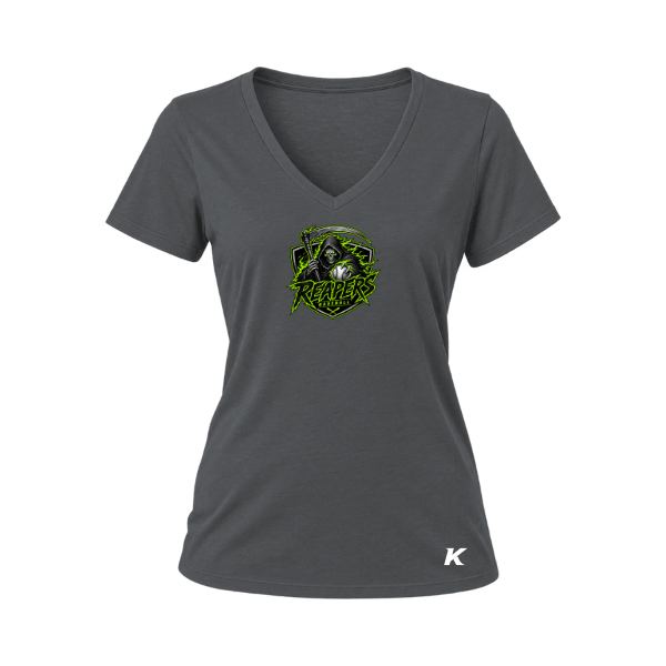 Baseball Coach Pitch–Minor Women's Relaxed Jersey V-Neck Tee – Asphalt – front mockup