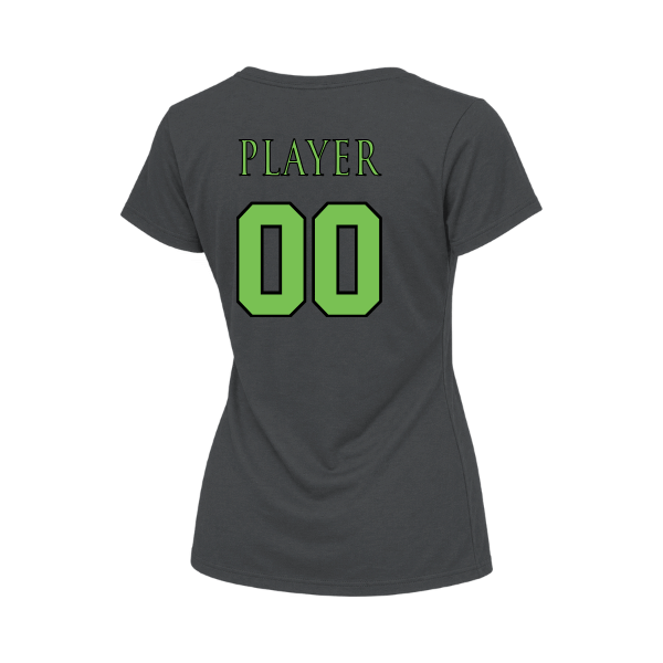 Baseball Coach Pitch–Minor Women's Relaxed Jersey V-Neck Tee – Asphalt – back mockup