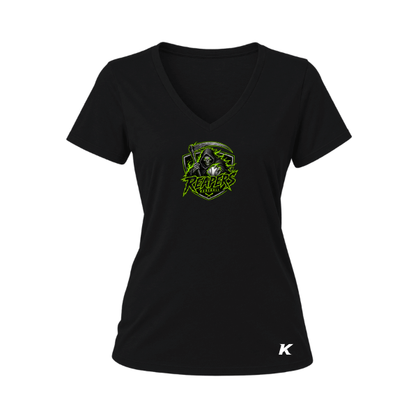 Baseball Coach Pitch–Minor Women's Relaxed Jersey V-Neck Tee – Black – front mockup