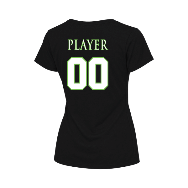 Baseball Coach Pitch–Minor Women's Relaxed Jersey V-Neck Tee – Black – back mockup