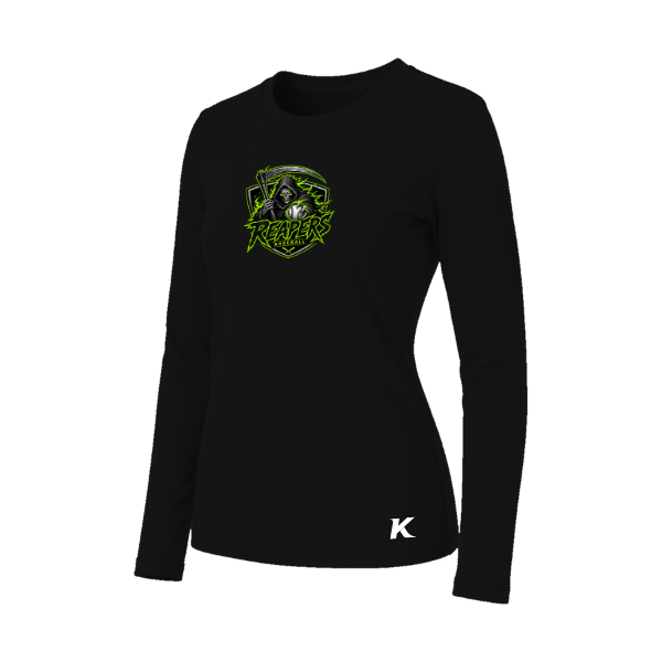 Baseball Coach Pitch–Minor Women's Jersey Long-Sleeve Tee – Black – front mockup
