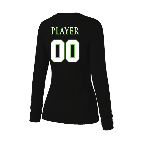 Baseball Coach Pitch–Minor Women's Jersey Long-Sleeve Tee – Black – back mockup