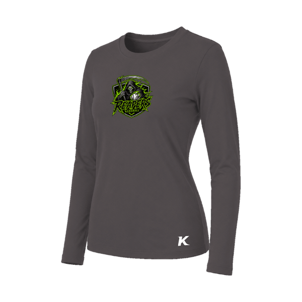 Baseball Coach Pitch–Minor Women's Jersey Long-Sleeve Tee – Dark Gray Heather – front mockup