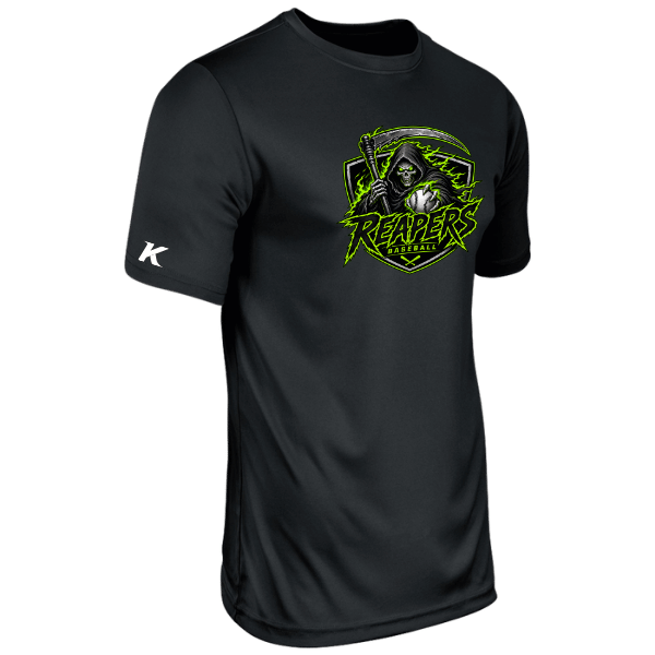 Baseball Coach Pitch–Minor Vision Performance Short-Sleeve Tee – Black – front mockup