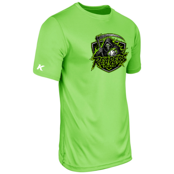 Baseball Coach Pitch–Minor Vision Performance Short-Sleeve Tee – Neon Green – front mockup