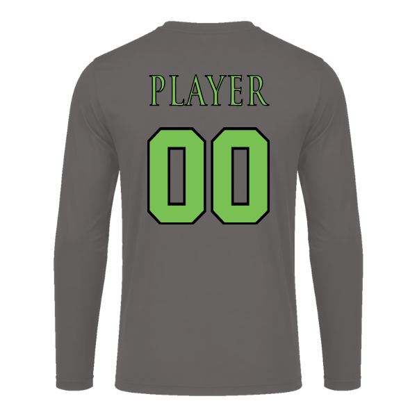 Baseball Coach Pitch–Minor Vision Performance Long-Sleeve Tee – Charcoal – back mockup
