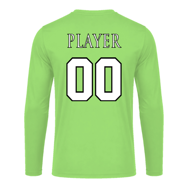 Baseball Coach Pitch–Minor Vision Performance Long-Sleeve Tee – Neon Green – back mockup