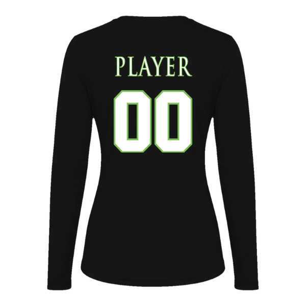 Baseball Coach Pitch–Minor Vision Women's Performance Long-Sleeve Tee – Black – back mockup