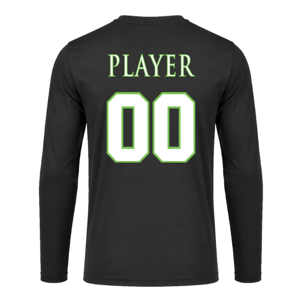Baseball Coach Pitch–Minor Youth Vision Performance Long-Sleeve Tee – Black – back mockup