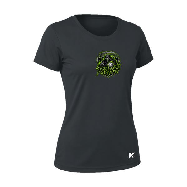 Baseball Coach Pitch–Minor Vision Women's Performance Short-Sleeve Tee – Black – front mockup