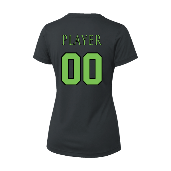 Baseball Coach Pitch–Minor Vision Women's Performance Short-Sleeve Tee – Black – back mockup