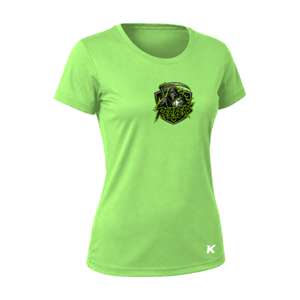 Baseball Coach Pitch–Minor Vision Women's Performance Short-Sleeve Tee – Neon Green – front mockup