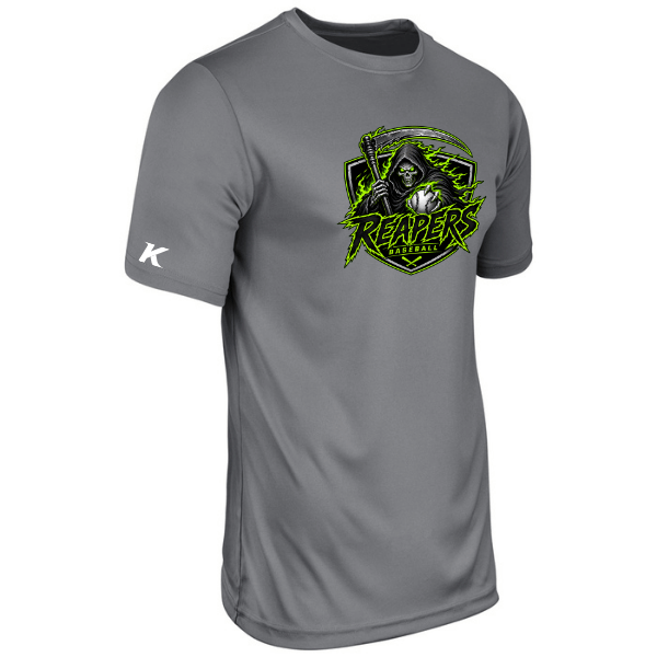 Baseball Coach Pitch–Minor Youth Vision Performance Short-Sleeve Tee – Charcoal – front mockup