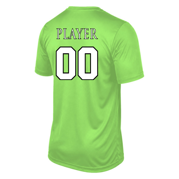 Baseball Coach Pitch–Minor Youth Vision Performance Short-Sleeve Tee – Neon Green – back mockup