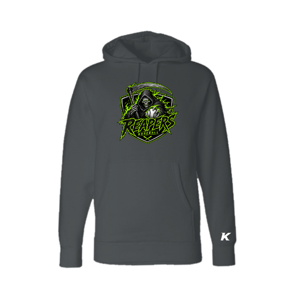 Baseball Coach Pitch–Minor Unisex Heavyweight Hooded Sweatshirt – Asphalt – front mockup
