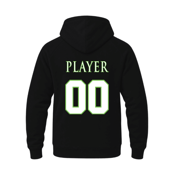 Baseball Coach Pitch–Minor Unisex Heavyweight Hooded Sweatshirt – Black – back mockup