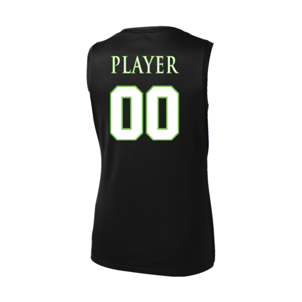Baseball Coach Pitch–Minor Women's Sleeveless PosiCharge Competitor V-Neck Tee – Black – back mockup