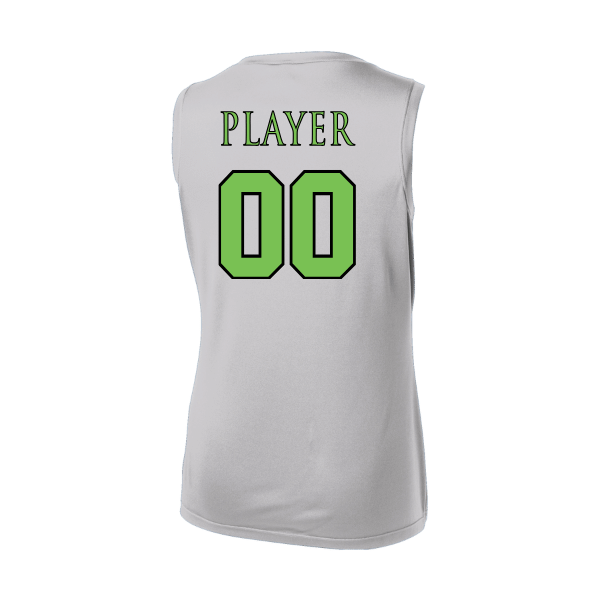 Baseball Coach Pitch–Minor Women's Sleeveless PosiCharge Competitor V-Neck Tee – Silver – back mockup