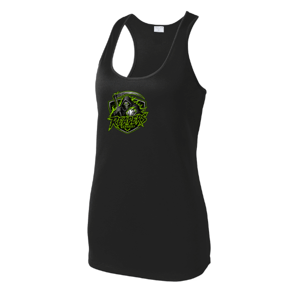 Baseball Coach Pitch–Minor Women's PosiCharge Competitor Racerback Tank – Black – front mockup