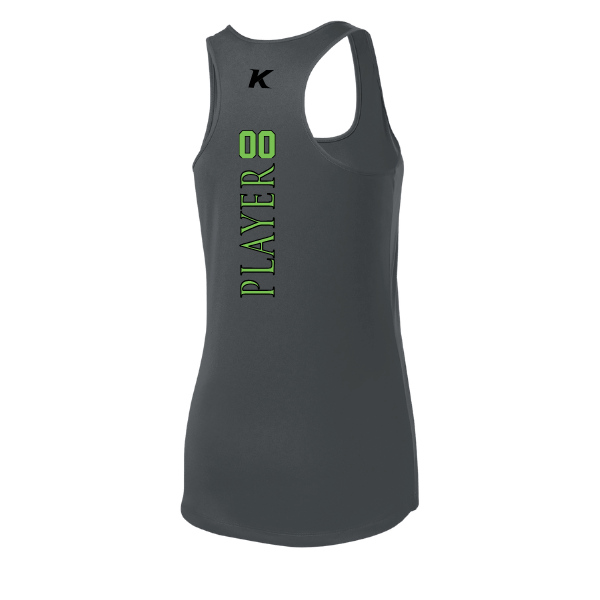Baseball Coach Pitch–Minor Women's PosiCharge Competitor Racerback Tank – Iron Gray – back mockup
