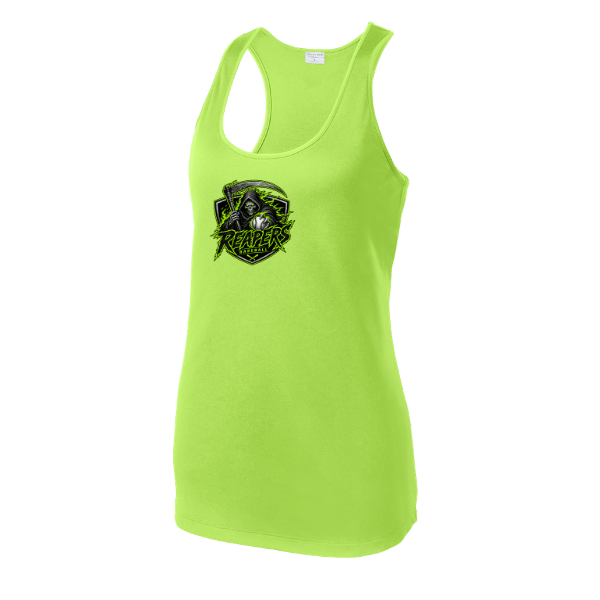 Baseball Coach Pitch–Minor Women's PosiCharge Competitor Racerback Tank – Lime Shock – front mockup