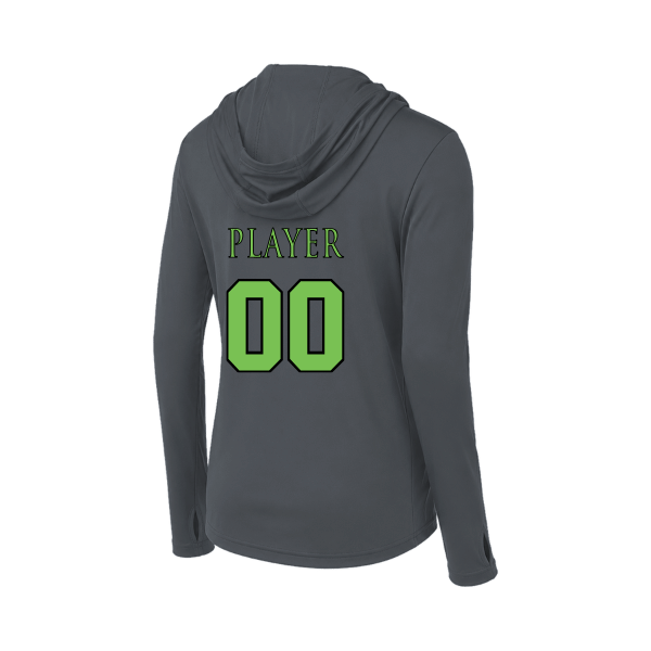 Baseball Coach Pitch–Minor Women's PosiCharge Competitor Hooded Pullover – Iron Gray – back mockup