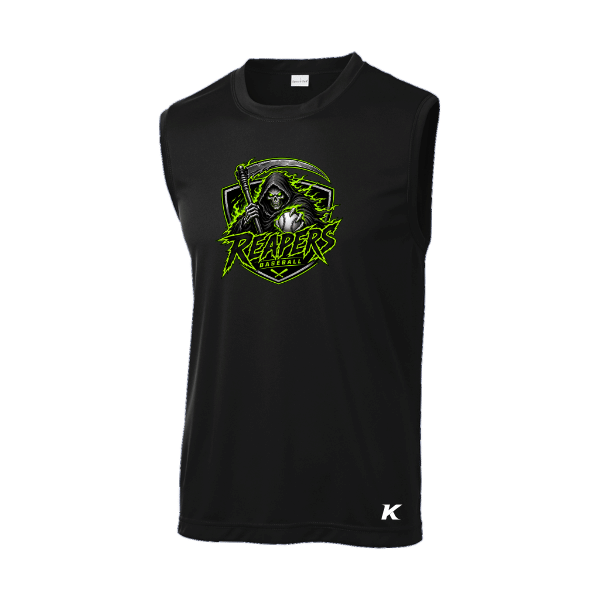 Baseball Coach Pitch–Minor Sleeveless PosiCharge Competitor Tee – Black – front mockup