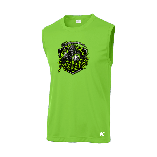Baseball Coach Pitch–Minor Sleeveless PosiCharge Competitor Tee – Lime Shock – front mockup