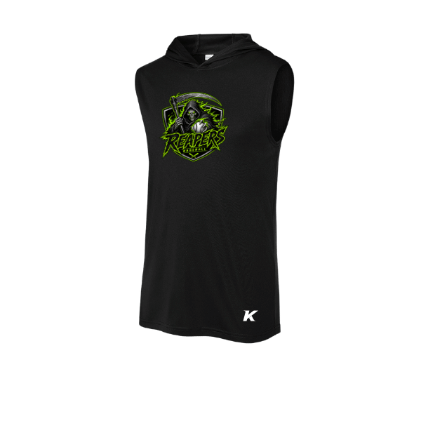 Baseball Coach Pitch–Minor PosiCharge Competitor Sleeveless Hoodie – Black – front mockup
