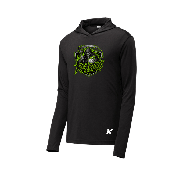 Baseball Coach Pitch–Minor PosiCharge Competitor Hooded Pullover – Black – front mockup