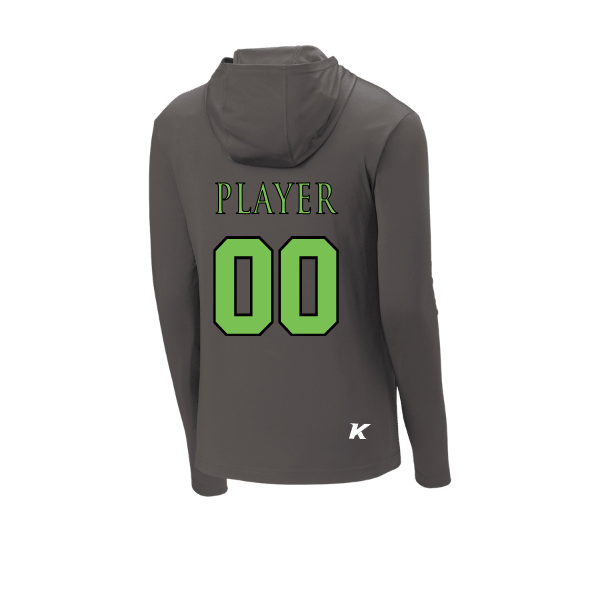 Baseball Coach Pitch–Minor PosiCharge Competitor Hooded Pullover – Iron Gray – back mockup