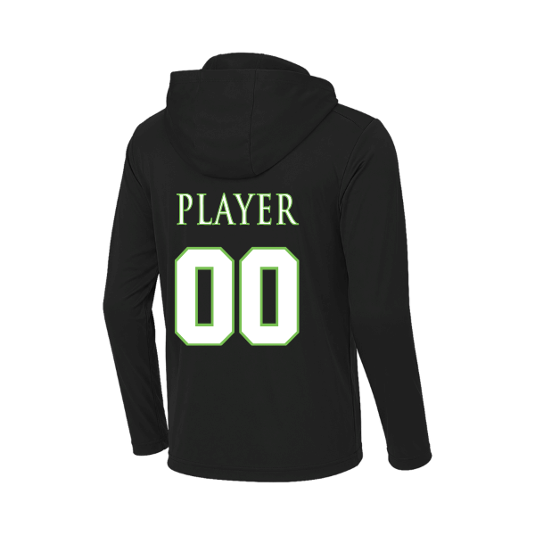 Baseball Coach Pitch–Minor Posi-UV Pro Long-Sleeve Hoodie – Black – back mockup