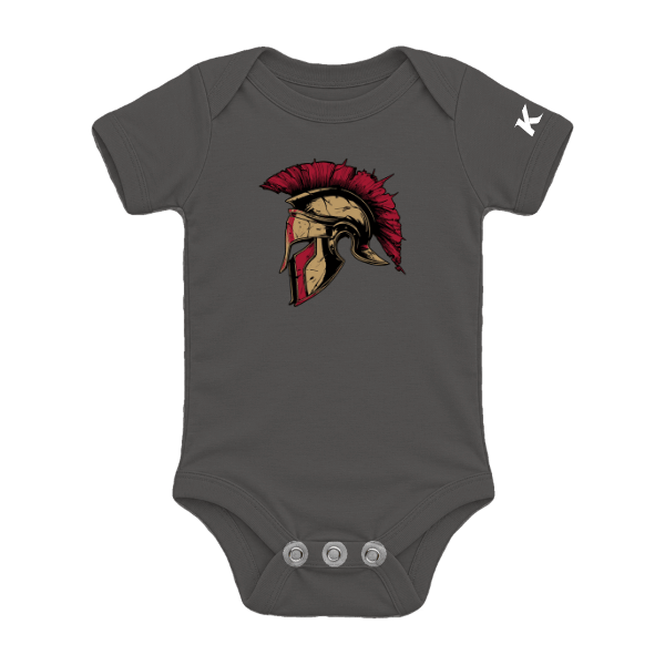 Baseball Majors–Andrix Infant Jersey One Piece – Spartan Helmet – Asphalt – front mockup
