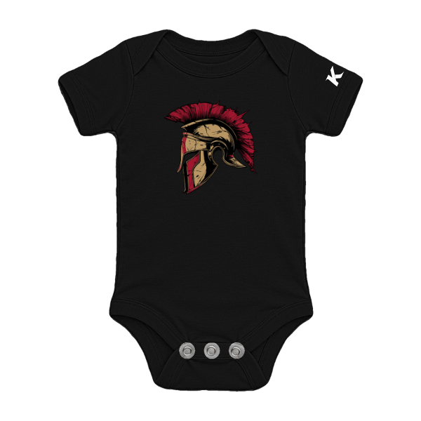 Baseball Majors–Andrix Infant Jersey One Piece – Spartan Helmet – Black – front mockup