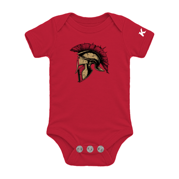 Baseball Majors–Andrix Infant Jersey One Piece – Spartan Helmet – Red – front mockup