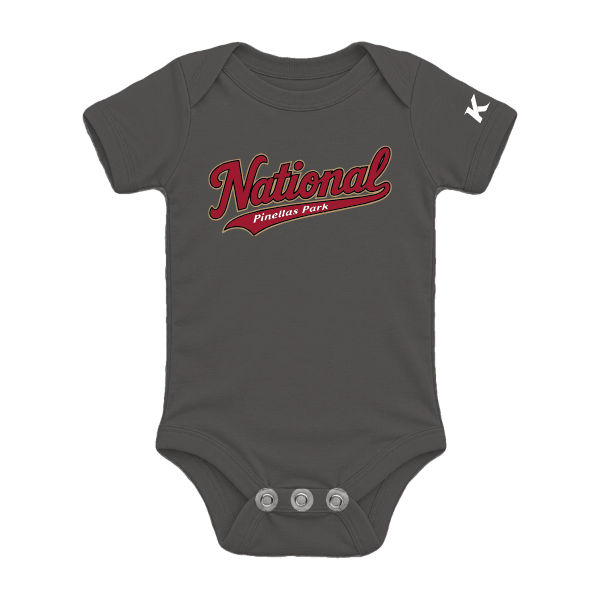 Baseball Majors–Andrix Infant Jersey One Piece – National Script – Asphalt – front mockup