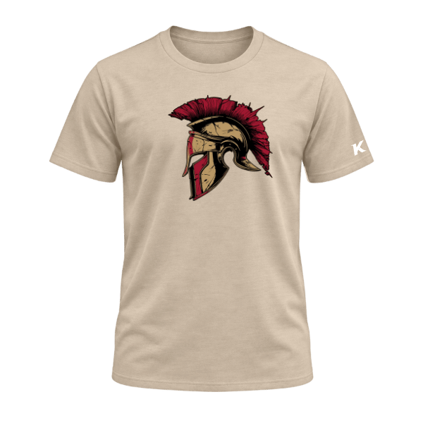 Baseball Majors–Andrix Unisex Jersey Short-Sleeve Tee – Spartan Helmet – Tan – front mockup